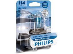 Лампа галогенная H4 12V WhiteVision ultra 1шт блистер (яркий белый свет) Philips 12342WVUB1