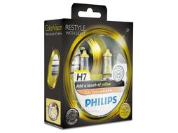 Комплект галогенных ламп 2шт H7 12V 55W PX26D ColorVision Yellow (На 60% больше света на дороге, температура оттенка 3350K) Philips 12972CVPYS2