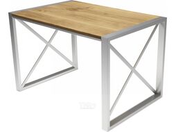 Обеденный стол Buro7 Лофт Классика 110x60x75 (дуб натуральный/серебристый)