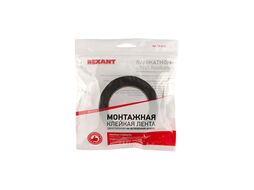 Двухсторонний скотч REXANT, черная, вспененная ЭВА основа, 25 мм, ролик 5 м
