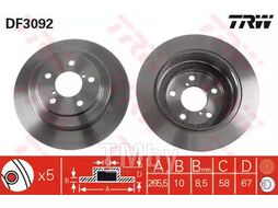 Тормозной диск Subaru Forester (1997-02), Impreza (1994-00), Legacy (1989-94) R TRW DF3092