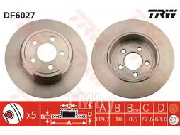 Тормозной диск CHRYSLER 300 C 2004-10 Rear TRW DF6027