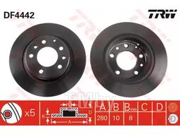 Тормозной диск MAZDA 6 (GG, GH) TRW DF4442