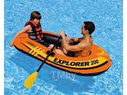 Надувная лодка двухместная Explorer 200, 185х94х41 см + весла пластик.122 см, насос ручной, INTEX (от 6 лет)