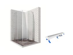 Комплект душевого ограждения с линейным трапом, 90 х 90 см Ambassador Set 12011101-ST6