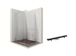 Комплект душевого ограждения с линейным трапом, 100 х 100 см Ambassador Set 12011106L-PR2