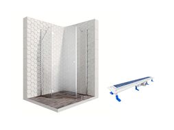 Комплект душевого ограждения с линейным трапом, 100 х 100 см Ambassador Set 12011112L-ST7