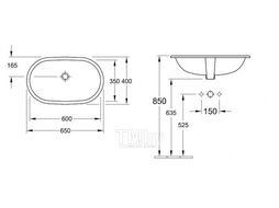Раковина 600x350мм O.Novo, уст. под ст-цу 41626001