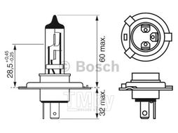 Автолампа Pure Light H4 12V 60/55W BOSCH 1987302041