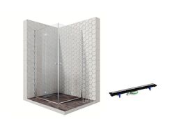Комплект душевого ограждения с линейным трапом, 100 х 100 см Ambassador Set 12011110-PR2
