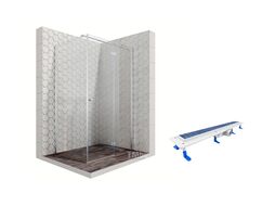 Комплект душевого ограждения с линейным трапом, 120 х 90 см Ambassador Set 12011108R-ST4
