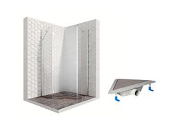 Комплект душевого ограждения с угловым трапом, 100 х 100 см Ambassador Set 12011112L-ST9