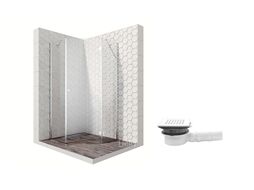 Комплект душевого ограждения с точечным трапом, 100 х 100 см Ambassador Set 12011112R-MA1