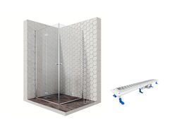 Комплект душевого ограждения с линейным трапом, 100 х 100 см Ambassador Set 12011110-ST5
