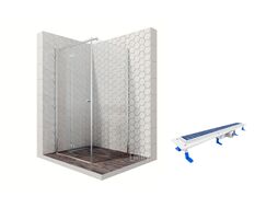 Комплект душевого ограждения с линейным трапом, 100 х 100 см Ambassador Set 12011106L-ST7