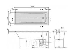 Ванна акриловая Villeroy & Boch Targa Plus Solo 170x70 см с ножками (UBA177NES2V01+U99740000)
