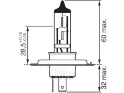 Автолампа к-т 2шт, Gigalight Plus 120H4 12V 60/55W P43t, с ксеноновым наполнением, ярко-белый свет BOSCH 1987301106