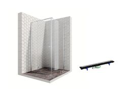 Комплект душевого ограждения с линейным трапом, 100 х 100 см Ambassador Set 12011103L-PR3