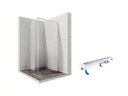 Комплект душевого ограждения с линейным трапом, 100 х 100 см Ambassador Set 12011103R-ST5