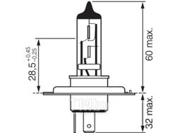 Автолампа Plus 90 H4 12V 60/55W блистер,P43t BOSCH 1987301077