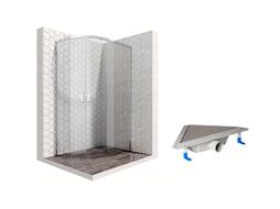 Комплект душевого ограждения с угловым трапом, 120 х 80 см Ambassador Set 11011103R-ST4