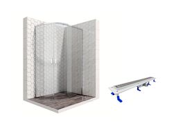 Комплект душевого ограждения с линейным трапом Ambassador Set 11011103R-ST3, 120 х 80 см
