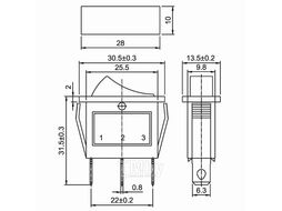 Выключатель клавишный 250V 15А (3с) ON-OFF красный с подсветкой (RWB-404, SC-791, IRS-101-1C) REXANT (в упак. 1шт.)