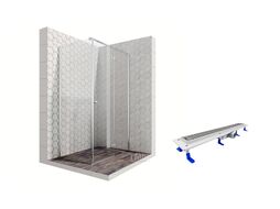Комплект душевого ограждения с линейным трапом Ambassador Set 12011104R-ST3, 120 х 80 см