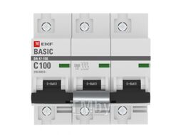 Автоматический выключатель ВА 47-100, 3P 125А (C) 10kA EKF Basic mcb47100-3-125C-bas