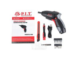 Отвертка аккумуляторная, 3,5Нм, 1.3Ач, биты 15шт., пов. рук., USB зарядка PIT PD03P3,6-006