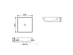 Накладная раковина Wellsee Doux 150501000 (40*40 см, квадратная, без отверстия под смеситель, глянцевый белый)