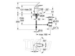 Смеситель для раковины EUROECO (цепочка, аэратор, гибкая подводка, комплект крепежа, цвет хром)