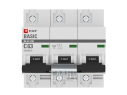 Выключатель автоматический EKF Basic ВА 47-100 3P 63A (C) 10kA / mcb47100-3-63C-bas