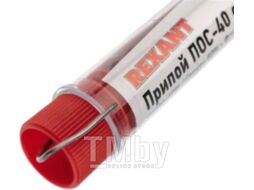 Припой с канифолью ПОС-40 REXANT, 10 г, d1.0 мм, (олово 40%, свинец 60%), колба