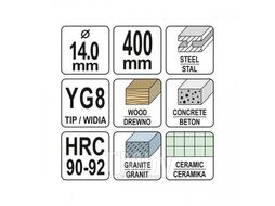Сверло универсальное 14х400мм Yato YT-43965