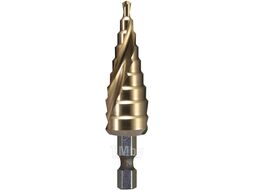 Сверло ступенчатое HSS-TiN с коническим желобком, 4-12, хв 6-ти гран (MAKITA)