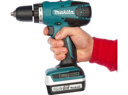 Аккум. дрель-шуруповерт MAKITA DF 347 DWLE в чем. + фонарь (14.4 В, 2 акк., 1.5 А/ч Li-Ion, 2 скор., 30 Нм, шурупы до 8 мм)