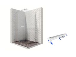 Комплект душевого ограждения с линейным трапом Ambassador Set 10011101L-ST5, 90 х 90 см
