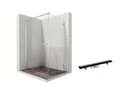 Комплект душевого ограждения с линейным трапом Ambassador Set 10011104L-PR1, 120 х 90 см