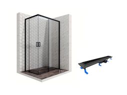 Комплект душевого ограждения с линейным трапом Ambassador Set 11011205R-ST10, 120 х 80 см