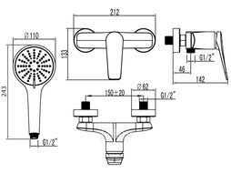 Смеситель для душа (Lt) D35 LM3703GM Lemark