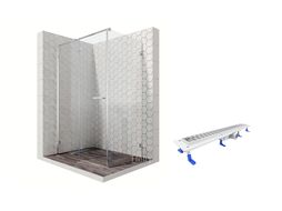 Комплект душевого ограждения с линейным трапом Ambassador Set 10011104L-ST2, 120 х 90 см