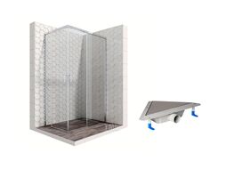 Комплект душевого ограждения с угловым трапом Ambassador Set 11011106R-ST4, 120 х 80 см