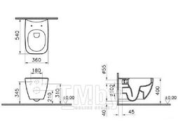 Чаша унитаза Vitra Shift без сиденья (7742L003-0101)