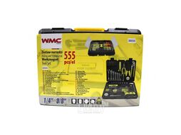 Набор инструментов WMC TOOLS 555 пр. 1/2(5-19мм, ключи:10-17мм,шарнирно-губцевый инстр.,отвертки,биты,молоток, ключи 6-е Г-обр.-е,расходник) 30555