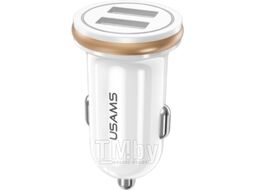 Автомобильное зарядное USAMS US-CC050 C4 2.4A Dual USB белый CC50GC02