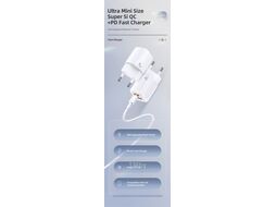 Сетевое зарядное устройство USAMS T37 2xUSB (Type-A+Type-C) 20W белое (EU) CC128TC02