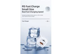Сетевое зарядное устройство USAMS T37 2xUSB (Type-A+Type-C) 20W белое (EU) CC128TC02