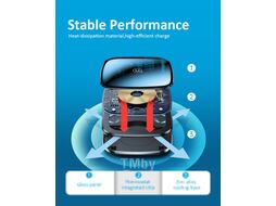 Беспроводное зарядное устройство USAMS CD154 Zinc Alloy Ultra-thin Fast Wireless Charger 15W чёрное