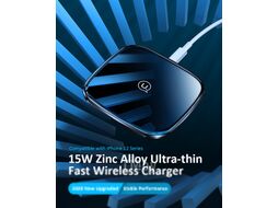 Беспроводное зарядное устройство USAMS CD154 Zinc Alloy Ultra-thin Fast Wireless Charger 15W чёрное